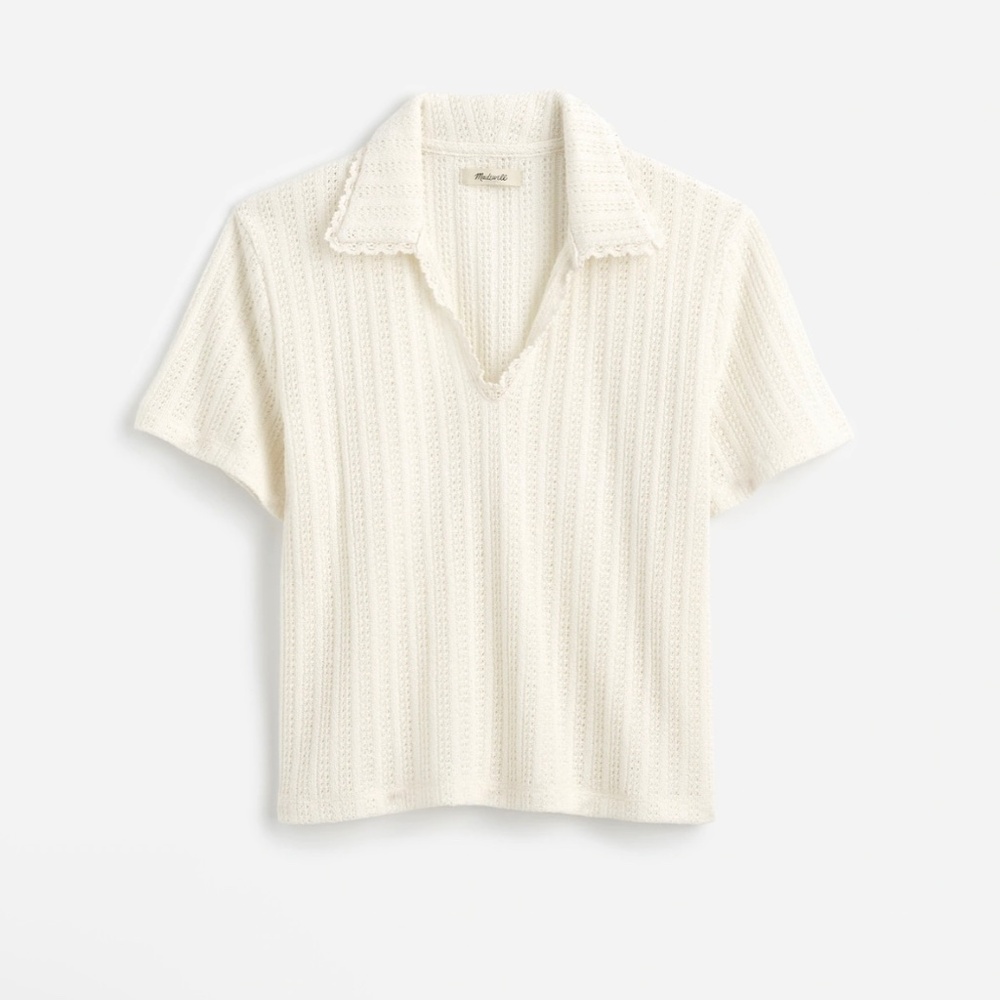 Madewell Crochet-Knit V-Neck Sweater Tee